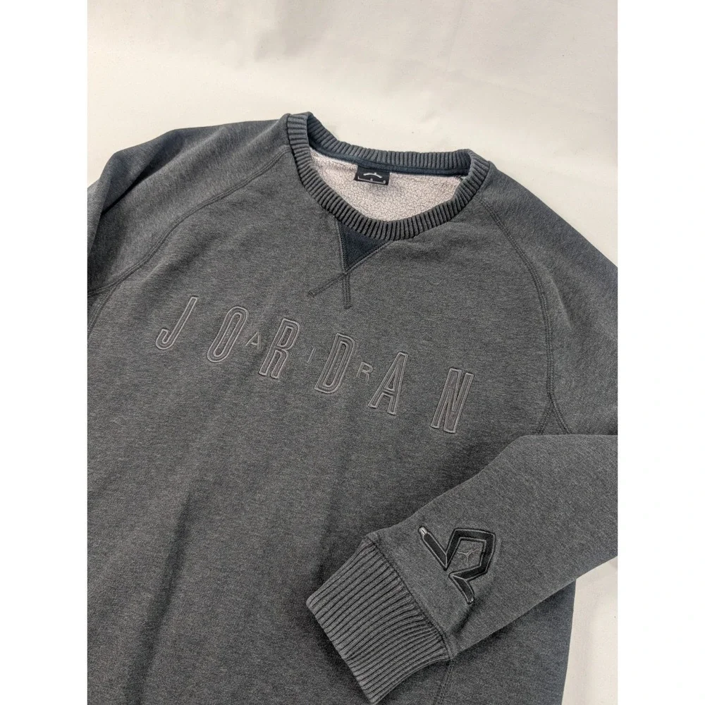 Air Jordan‎ Flight Jumpman Pullover Gray Sweatshirt Heavy Embroidery Large